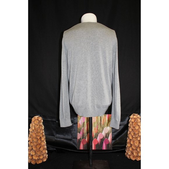 Lands' End Outfitters V neck Sweater Large Grey 80% Cotton & 20% Modal - Picture 4 of 12